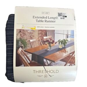 Threshold Blue 100% Cotton Striped Table Runner in NEW 14" x 108"